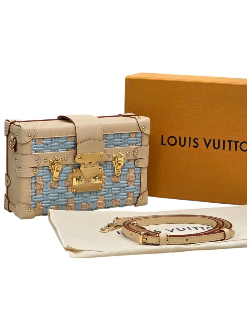 Extremely Rare! Louis Vuitton Petite Malle Blue Woven Limited Edition Bag